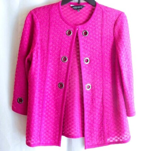 Ming Wang Raspberry Knit Jacket in Size PS
